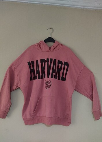 Pembe renk kapşonlu ince kumaşlı sweat