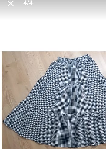 m Beden siyah Renk siyah beyaz Kareli Pamuklu Fırfırlı Uzun Etek