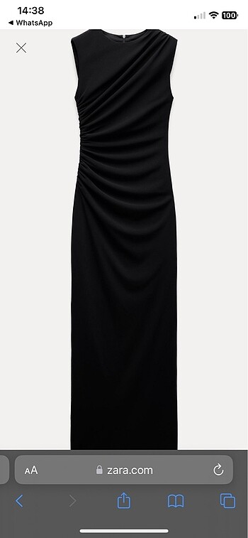 m Beden siyah Renk ZARA DRAPE DETAYLI MİDİ ELBİSE