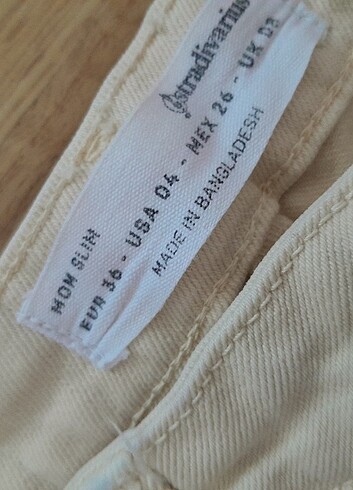 26 Beden camel Renk Mom slim krem rengi kot pantolon bershka