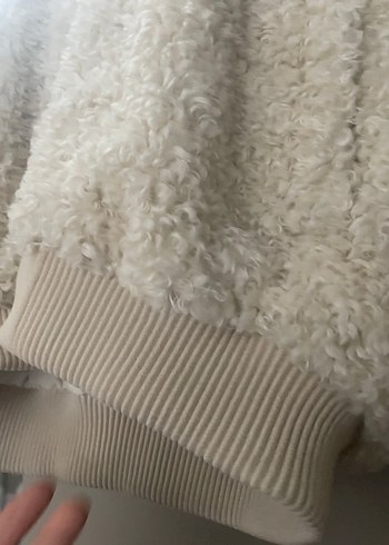 Zara Zara Peluş şapkalı ekru mont- Ceket