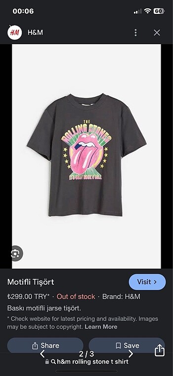 hm rolling stones tshirt