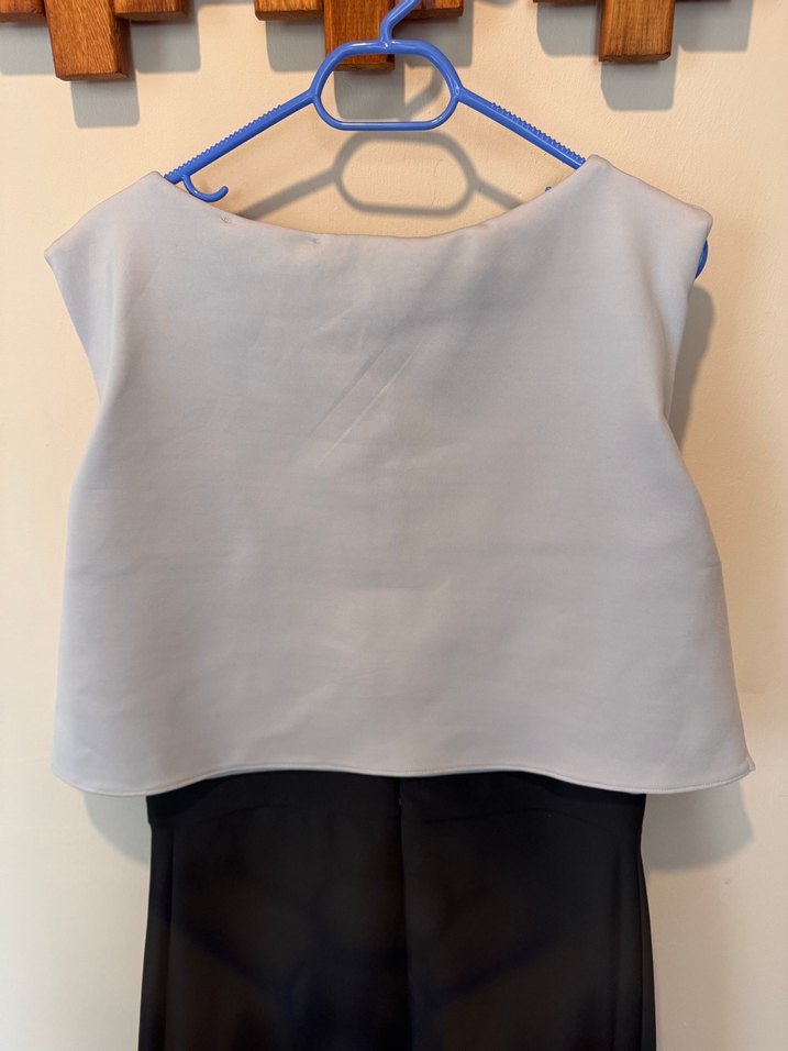 Drapeli Elbise- Siyah Beyaz - Görsel 4