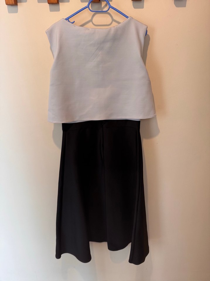 Drapeli Elbise- Siyah Beyaz - Görsel 3