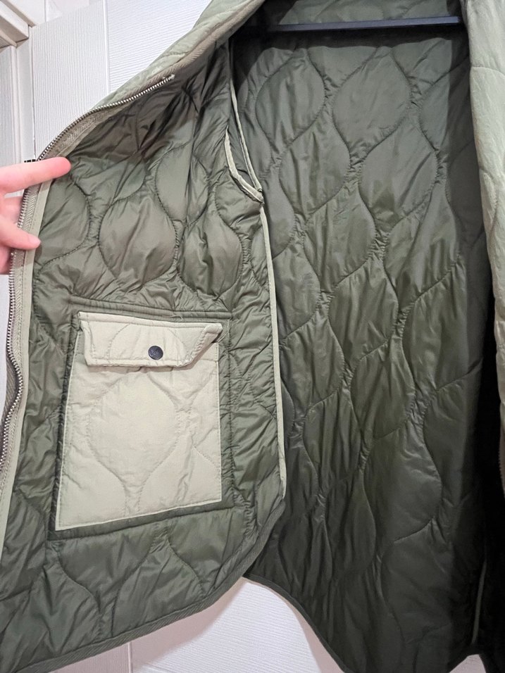 Haki Kadın Midi Mont, Fermuarlı, Rahat Kesim - Görsel 4