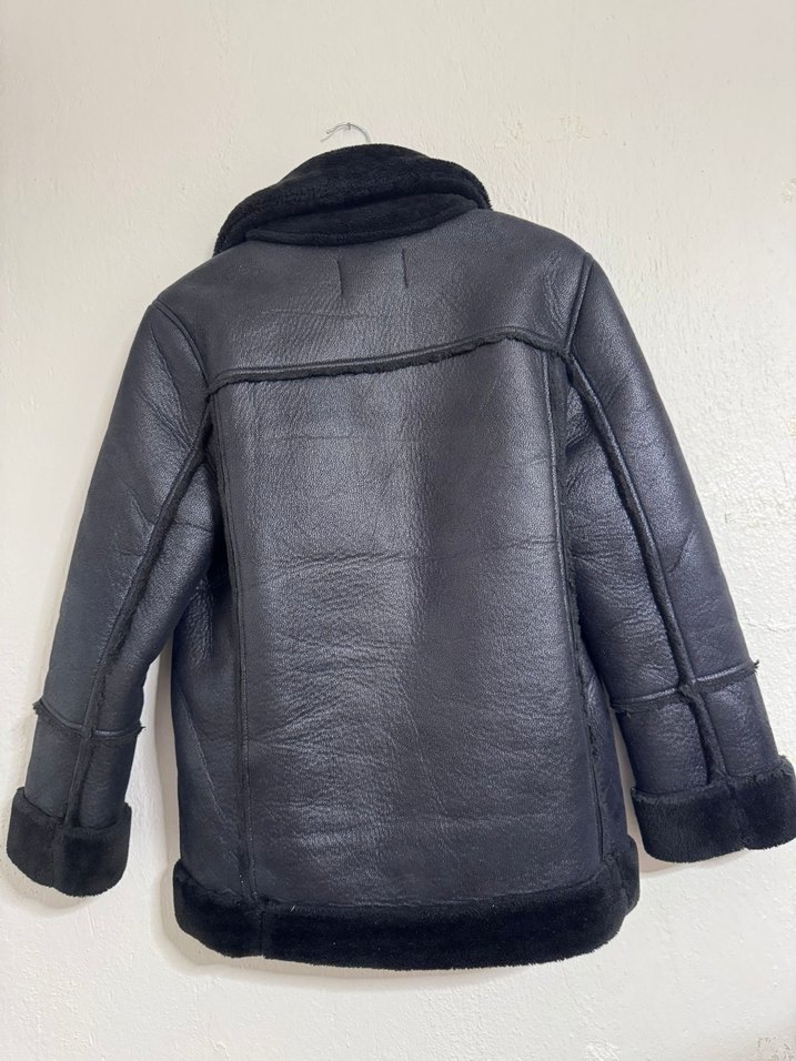 Siyah Kürklü Deri Biker Ceket - Görsel 5