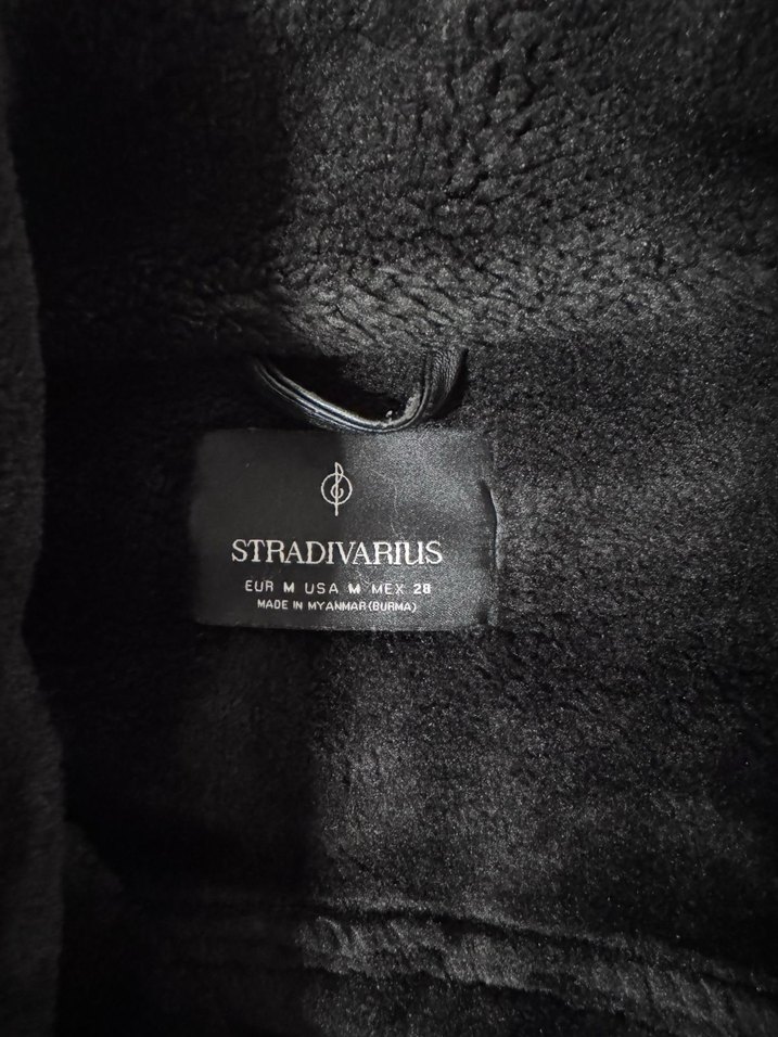 Siyah Kürklü Deri Biker Ceket - Görsel 2