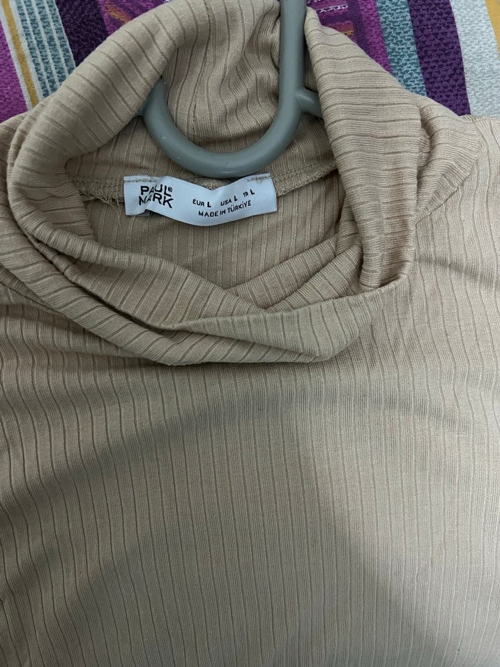 Kadın Bej Balıkçı Yaka İnce Triko - Görsel 2