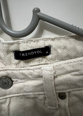 Krem Bol Paça Kadın Kot Pantolon - Görsel 2