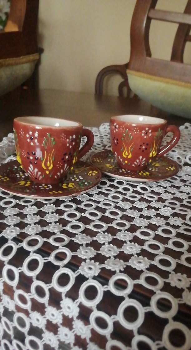 Renkli Kahverengi Seramik Fincan Takımı - Görsel 2