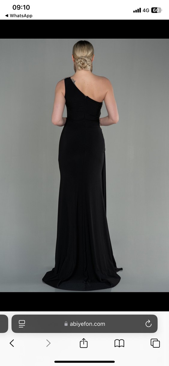 Siyah Drapeli Uzun Abiye Elbise - Görsel 2