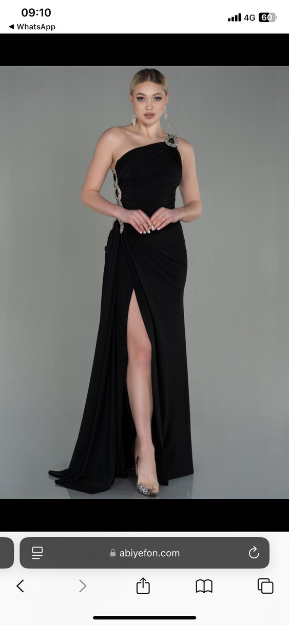 Siyah Drapeli Uzun Abiye Elbise - Görsel 3