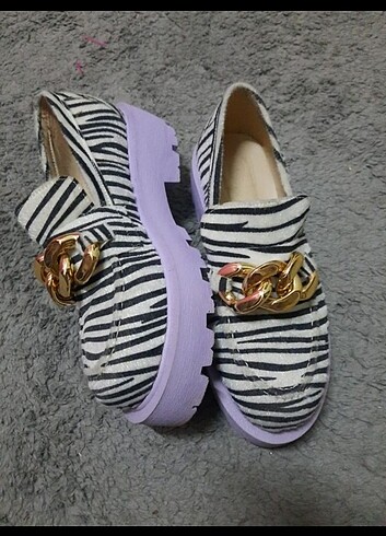 Zebra desenli lila oxford