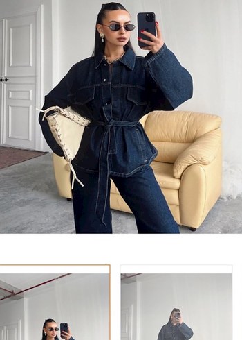 Zara Koyu Mavi Denim Ceket