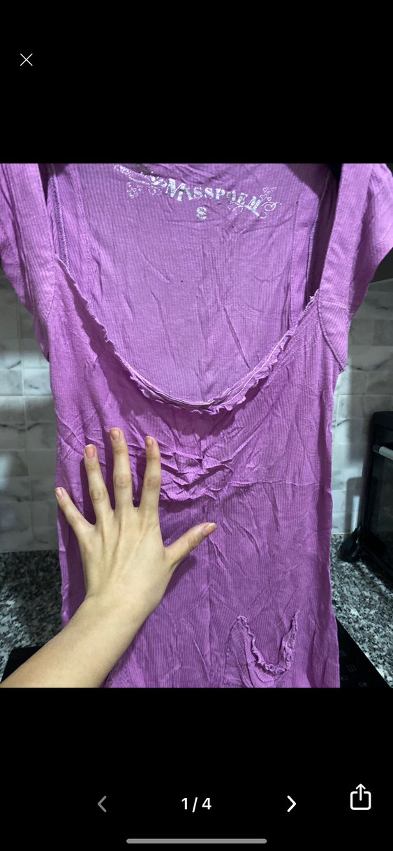 Mor Uzun Kollarsız Salaş Kadın Elbise - Görsel 2