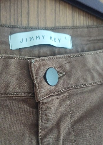 l Beden Jimmy Key Kadın Kahverengi Rahat Kesim Gabardin Kumaş Pantolon