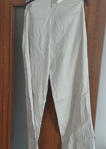 l Beden DenaFV Bol Kesim Geniş Paça Bej Keten Kadın Pantolon