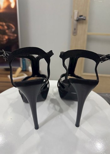 Siyah Yılan Desenli Stiletto Topuklu Kadın Ayakkabı - Görsel 3