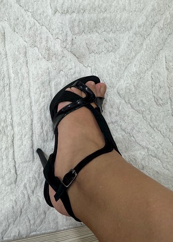 Siyah Yılan Desenli Stiletto Topuklu Kadın Ayakkabı - Görsel 5