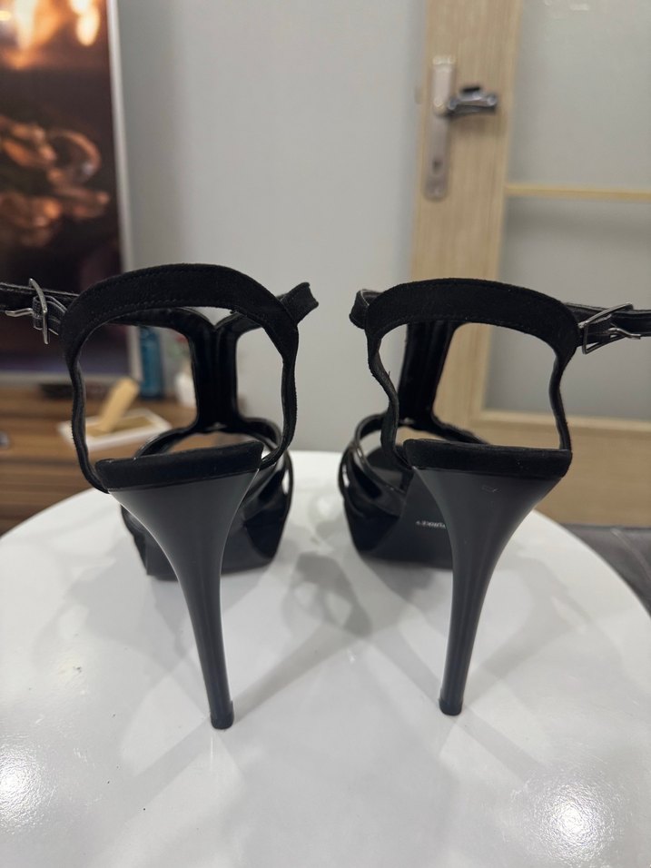 Siyah Yılan Desenli Stiletto Topuklu Kadın Ayakkabı - Görsel 3