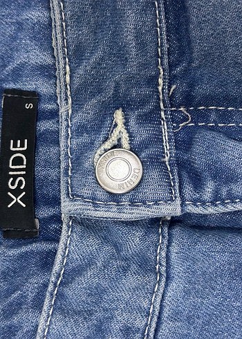 Kadın mavi Pileli Mini Denim Şort - Görsel 3