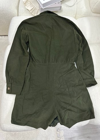 Kadın Kemerli Koyu Haki şort Elbise - Görsel 2