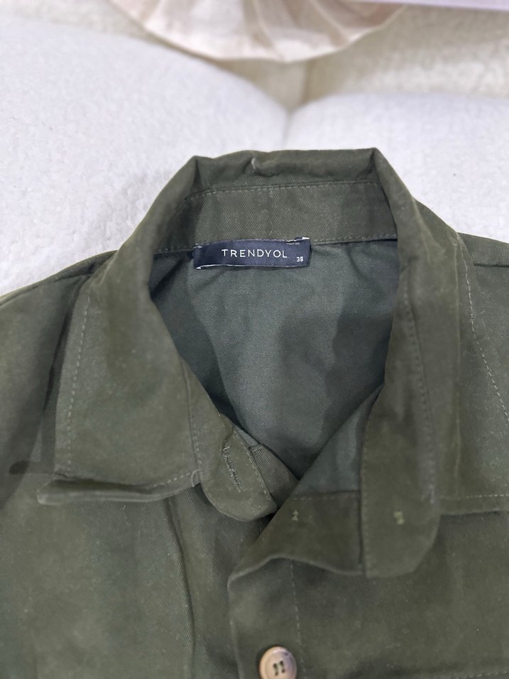 Kadın Kemerli Koyu Haki şort Elbise - Görsel 3