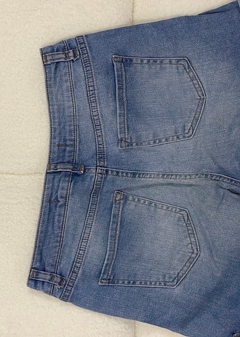 Kadın Mavi Kot Şort Bol Kesim - Görsel 2