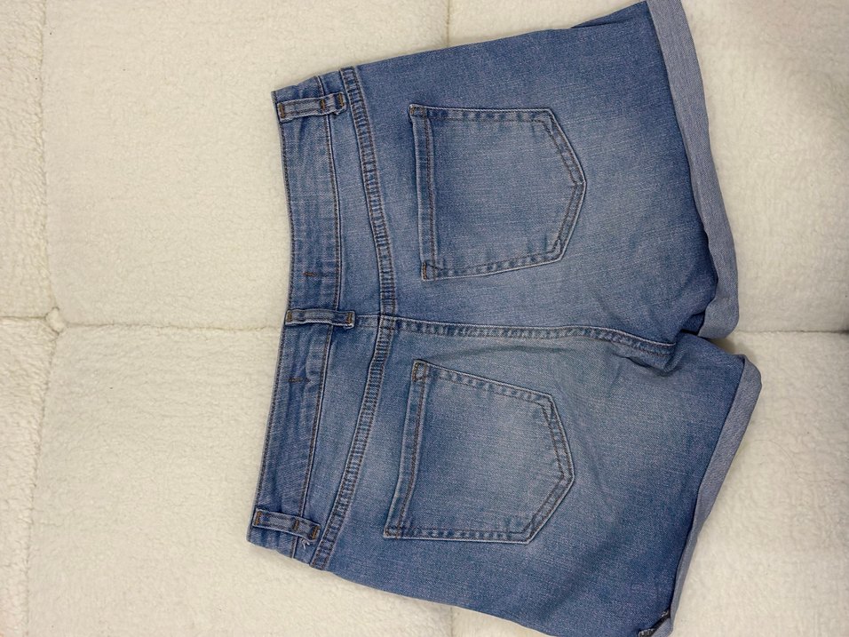 Kadın Mavi Kot Şort Bol Kesim - Görsel 2