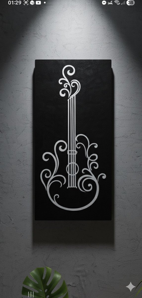 Siyah Klasik Gitar Temalı Duvar Dekoru - Görsel 2