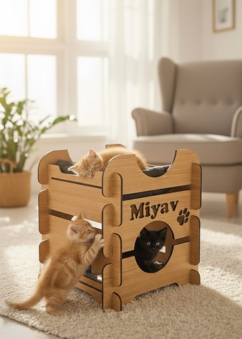 2 Kademeli Kedi Yatak ve Yuvası - Görsel 9