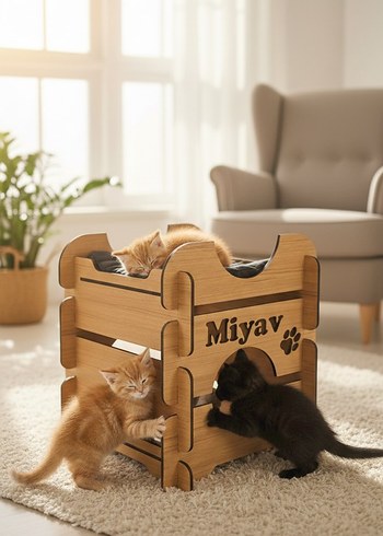 2 Kademeli Kedi Yatak ve Yuvası - Görsel 8