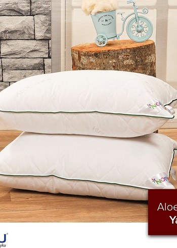Nakışlı Beyaz Aloe Yastık 1adet