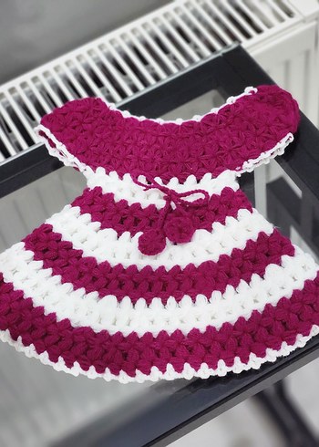 Bordo Beyaz Nakışlı elbiseli lif