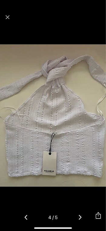 l Beden beyaz Renk pull and bear dokulu halter yaka top