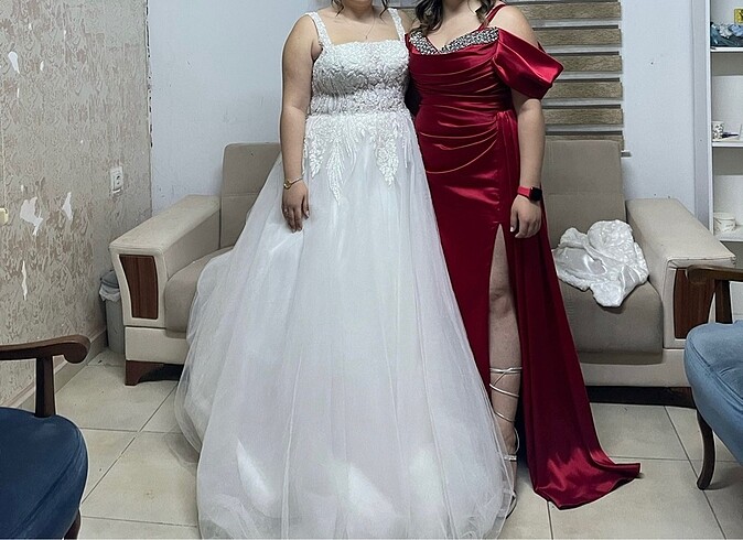 Kırmızı Saten Abiye