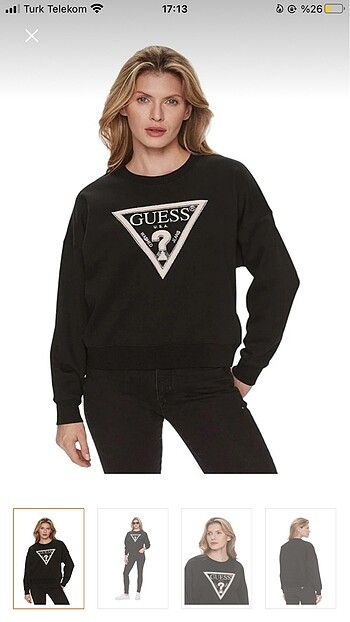 GUESS Siyah Kadın Sweatshırt