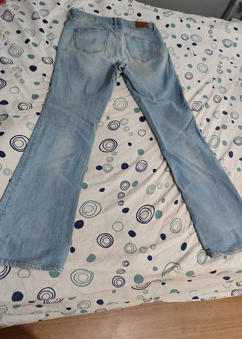 Loft Düğmeli Mavi Denim Pantolon