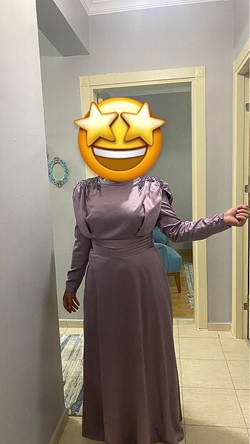 mor taşlı detaylı abiye elbise