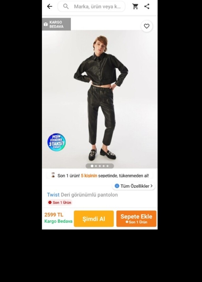 Kadın deri eşofman esnek yapılı hem rahat hem şık bir parça Twıs - Görsel 2