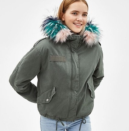 bershka kürklü mont