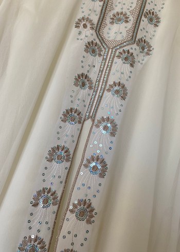 Uzun Kollu İşlemeli Bohem Elbise - Görsel 2