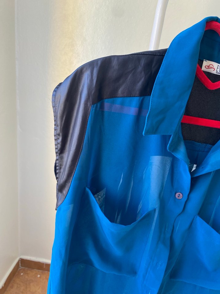 Düğmeli Mavi Salaş Kadın Gömlek - Görsel 3