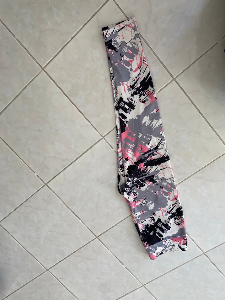 Pembe Gri Desenli Kadın Spor Tayt - Görsel 4