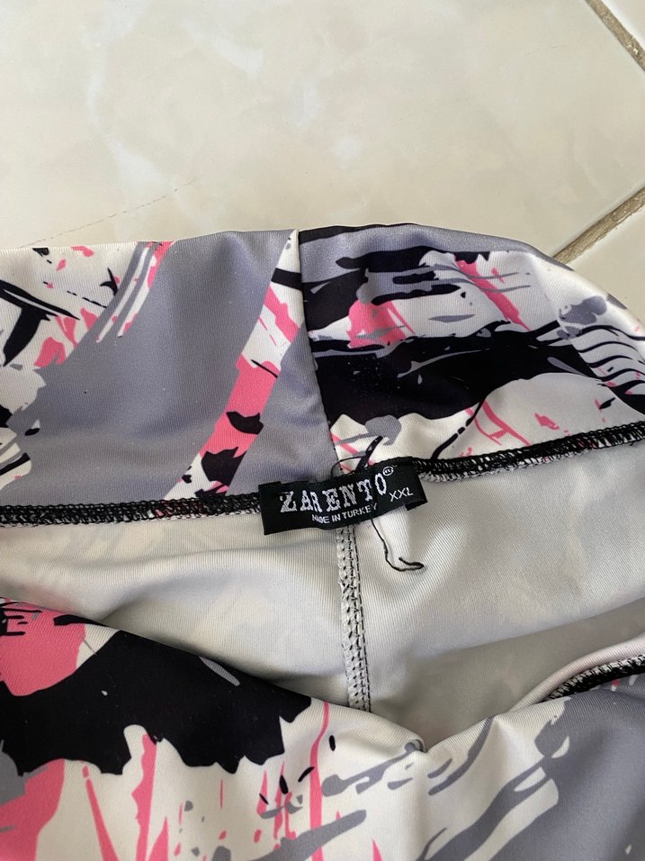 Pembe Gri Desenli Kadın Spor Tayt - Görsel 3