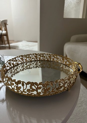 English Home Altın Renkli Süslemeli Yuvarlak Ayna