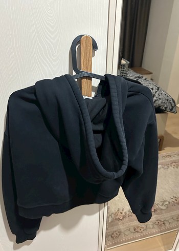 m Beden siyah Renk Siyah Fermuarlı Kadın Sweatshirt
