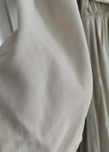 Bej Uzun Keten Elbise - Görsel 2