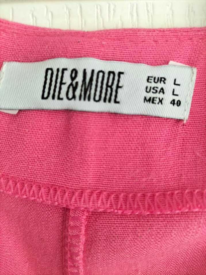 Pembe Uzun Bol Kesim V Yaka Elbise - Görsel 3