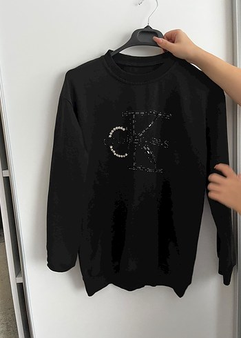 Calvin Klein Siyah Ck Tasli Rahat Sweatshirt